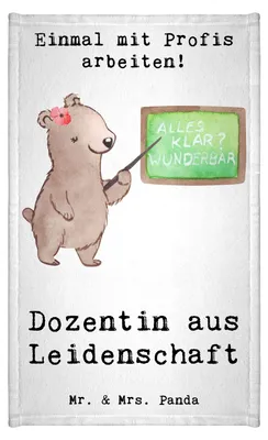 Produktbild von Mr. & Mrs. Panda Handtuch Dozentin Leidenschaft - Weiß - Geschenk, Unterricht, Universität, Frotteehandtuch, Uni, Frotteetuch, gäste wc, Lustig, badezimmer, Klein