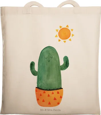 Produktbild von Mr. & Mrs. Panda Jutebeutel Kaktus Sonne - Transparent - Geschenk, Freundin, Tote Bag, Schultasche, Uni Tasche, Kakteen, Neustart, Motivation, Trennung, Shopping