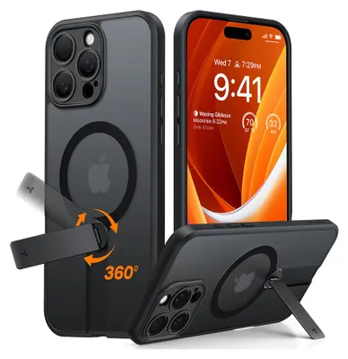 Image de Torras – Pstand Spin MagSafe : coque magnétique avec support pour iPhone 16 Pro Max – noir