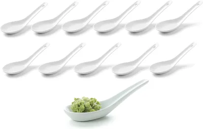 Produktbild von 12tlg. Vorspeise Appetizer Reislöffel Porzellan Suppenlöffel Dessertlöffel
