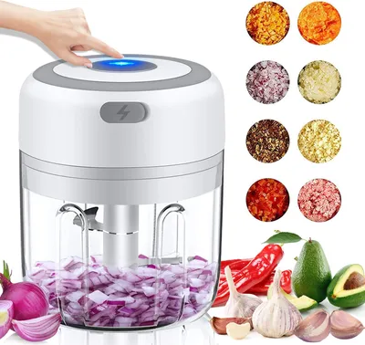 Produktbild von Elektrisch Zerkleinerer Küche, Gemüseschneider, Mini Knoblauchhacker Gemüsezerkleinerer Elektrisch Zwiebelschneider für Knoblauch Gemüse Obst Fleisch Multizerkleinerer