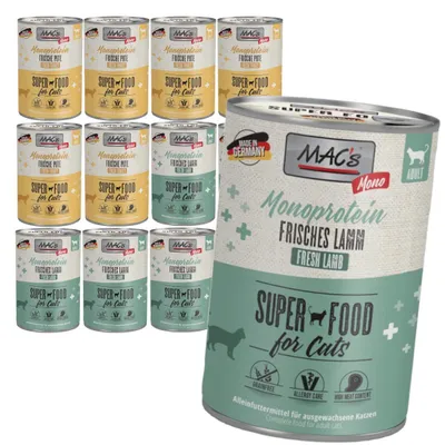 Produktbild von MAC's 12x400g Monoprotein Nassfutter für Katzen, Lamm/Truthahn