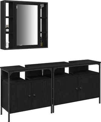 Produktbild von vidaXL Badezimmer Waschbeckenmöbel 3 stk. Schwarz 80 x 30 x 60 cm