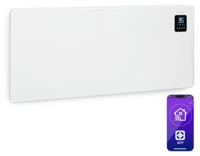 Image de Klarstein Radiateur Electrique Smart à Faible Consommation d'Energie, 2500W Chauffage Electrique d'Intérieur avec Thermostat, Chauffage d'Appoint Portable avec Roulettes, Radiateurs Mural Silencieux