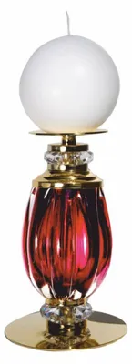 Image de Casa Padrino Bougeoir de luxe en cristal rouge rubis / or H. 18 cm -  Italy