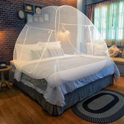 Obrázek produktu pro Pop-up moskytiéra – ochrana postele – spěte klidně – síťovina – rozměry 203 x 180 cm – bílá