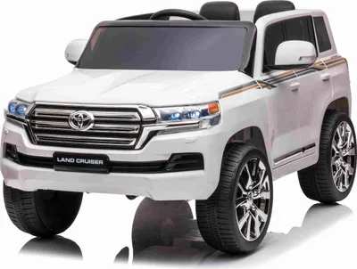 Image de Voiture électrique pour enfants Toyota Landcruiser 12V, BLANC, siège en similicuir, batterie 12V/7AH, portes ouvrantes, moteur 2 x 35W, télécommande 2.4GHz, roues souples EVA, suspension, démarrage en douceur, lecteur MP3 avec entrée USB/AUX, sous licence