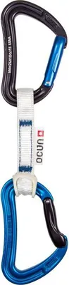 Ocun Raven Qd Bio-Dyn-Ring Express-Set; 15 mm; 10 cm; 6-Pack; mit schwarzem und blauem Karabiner.
