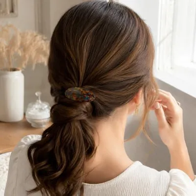 Produktbild von 4 ovale französische Haarspangen für Damen und Mädchen – flache Krallenclips mit starkem Halt für dickes, langes Haar
