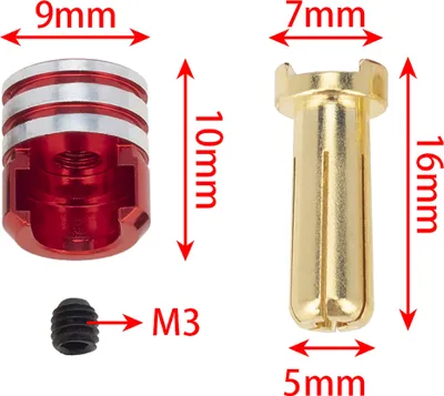 Obrázok produktu pre 4ks batérie Chladič zástrčky Gripy s 5 mm mosadzné guľôčky pre 1/10 Scale Off-Road Truck diaľkové ovládanie Modifikované auto batérie