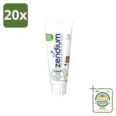 Productafbeelding van 20 x Zendium Junior tandpasta, voor kinderen van 5-12 jaar - 75 ml - Voorraadverpakking - 20 stuks
