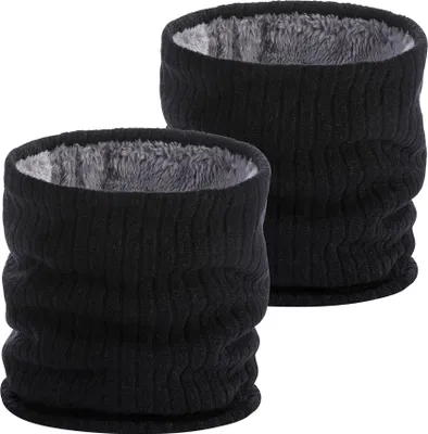 Produktbild von ALSTER HERZ® 2x Praktischer Loopschal Schwarz+Schwarz, Schlauchschal mit Fleece, Halswärmer, Loopschal, A0322