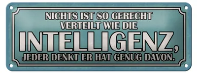 Produktbild von Blechschild Spruch 27x10cm Intelligenz gerecht verteilt Dekoration