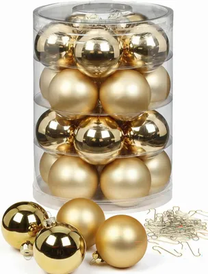 Produktbild von Weihnachtskugeln 20 Stk 6cm brokatgold + 40 Haken gold