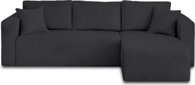 Image de Best Mobilier Topaze - canapé d'angle réversible - 4 places - convertible avec coffre - en velours texturé , Noir