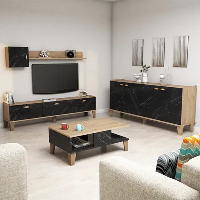 Obrázek produktu pro Skye Decor, Sumer 2, sestava nábytku do obývacího pokoje, dub, 100 % MELAMÍNOVÁ DESKA, 178 x 34,6 x 44,8 cm