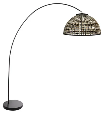 Immagine prodotto di Lampada da terra - nero - Solva - bambù metallo - lampada ad arco - E27 - 4467ZW - Mexlite