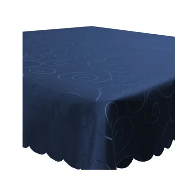 Produktbild von Tischdecke 130x160 cm Dunkelblau Damast Ornamente eckig Circle Struktur bügelfrei pflegeleicht