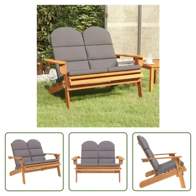 Obrázok produktu pre The Living Store Záhradná lavica Adirondack s vankúšmi 126 cm z masívneho akáciového dreva