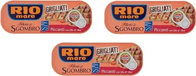 Produktbild von 3x Rio Mare filetti di Sgombro scharf gegrillte Makrelenfilets mit Olivenöl 120g