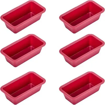 Produktbild von Famanu Silikon Backform Set - Antihaft Rechteckig - Selbstgebackenes Brot, Kuchen, Brownies - 15,5 x 8,5 x 4,5 cm