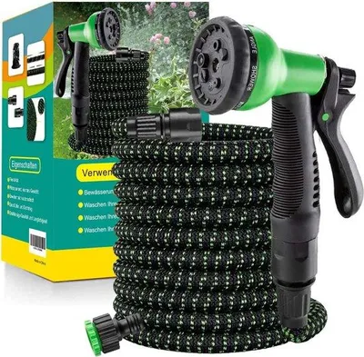 Obrázek produktu pro Flexibilní zahradní hadice s 8 funkcemi, délka 15 m nebo 22,5 m, s adaptérem pro sprchovou hlavici, vyrobená z plastu