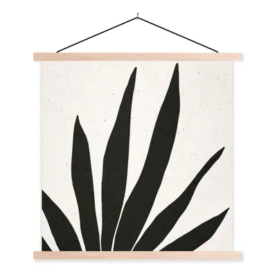 Produktbild von MuchoWow® Textilposter Blatt - Pflanze - Minimalismus 60x60 cm mit holzfarbenen Rahmen - Wanddekoration