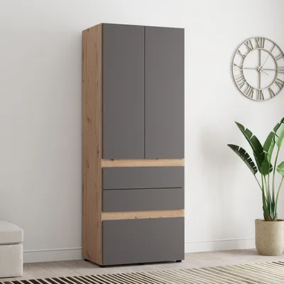 Immagine prodotto di Venas - Guardaroba 2 Ante, 79x208h cm Nero Antracite, Appendiabiti