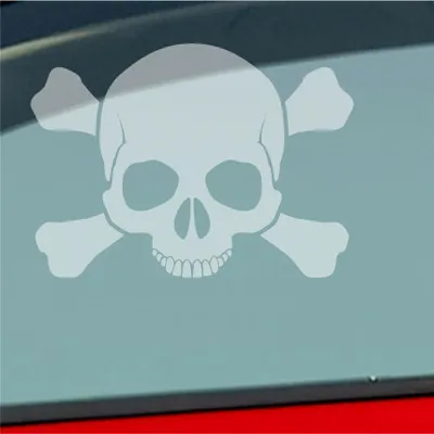 Produktbild von Auto Aufkleber Totenkopf Skull Pirat Tod Kopf Car 13,5x10 cm Milchglas Sticker Heckscheibenaufkleber