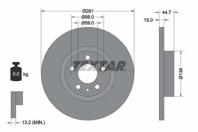 Produktbild von 2x TEXTAR Bremsscheibe Vorderachse 281mm
