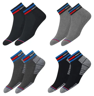 Immagine prodotto di Calzini sportivi da uomo e da donna, in cotone, modello corto, taglia 38-42, colore grigio/nero, confezione da 4 paia