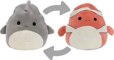 Produktbild von Squishmallows - Flip-A-Mallows 12 cm (5") - 2 in 1 Ricky der Clownfisch & Gordon der Hai Kuscheltier Plüschtier Wendetier
