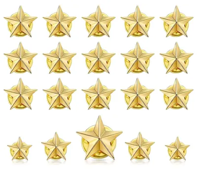 Image de Ensemble de 20 épingles de signalisation - Étoiles dorées - Insignes de reconnaissance - Pour employés/infirmières - Étudiants/enseignants - Design élégant avec fermeture sécurisée - Badge