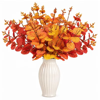 10er Set Kunstblumenstrauß Herbstdeko, bunte Eukalyptus-Sträuße
