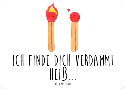 Produktbild von Mr. & Mrs. Panda Wandbild Streichhölzer DIN A5 - Weiß - Geschenk, Blechschild, Liebesbeweis, Freundin, tafel, Schild, Liebesgeschenk, Retro, Blechtafel