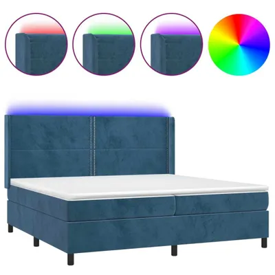 Immagine prodotto di vidaXL Letto a molle con materasso e LED blu scuro 200x200 cm in velluto