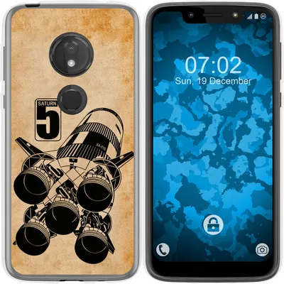Produktbild von PhoneNatic Case kompatibel mit Motorola Moto G7 Play Silikon-Hülle Space Moon Rocket M3