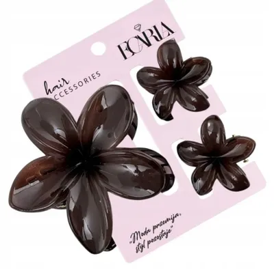 Produktbild von Ecarla Blumen Haarspangen Set 3 Stück Groß Klein Braun