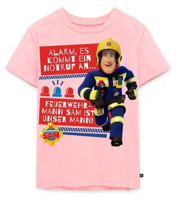 Produktbild von Spreadshirt Feuerwehrmann Sam™ Mit Text Vom Intro-Song Kinder Premium T-Shirt, 110/116 (4 Jahre), Rosa