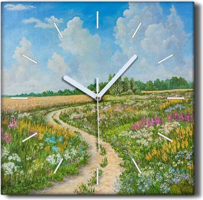 Produktbild von Coloray Hodiny Unikátní 30x30 cm  Tiché hodiny Pro obývací pokoj a kuchyň Nástěnné hodiny Plátno Černé ručičky hodin - Květy stromu obloha