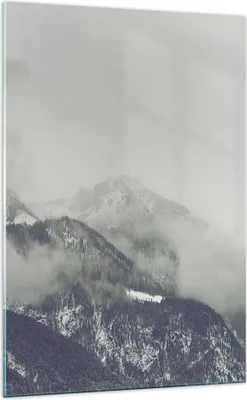 Produktbild von Bilder auf glas - Einteilig - Berge Wald Nebel - 70x100cm - Glasbilder - Wandbilder - Bilder - zum Aufhängen bereit - Wanddekoration aus Glas - Glas Bilder - Wandbild auf Glas - GPA70x100-4270