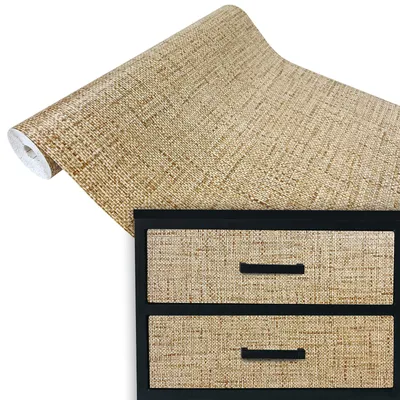 Produktbild von Klebefolie Möbel 90x100 cm - Jute - Selbstklebende Möbelfolie in Deko-Stil - Folie für Möbel ideal zum Renovieren von Schränken, Türen und Arbeitsplatten