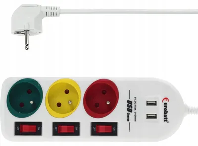 Produktbild von Eurobatt 2639 Stromleiste mit USB, 1,5m, 5 Steckdosen, weiß