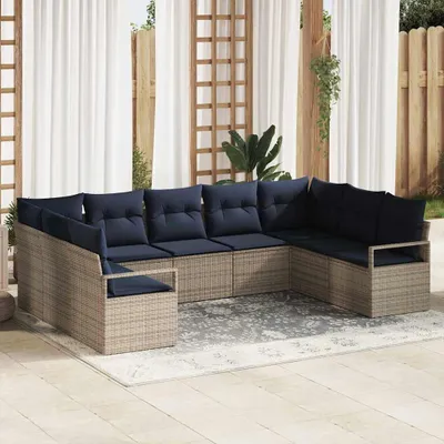 Image de Maison Exclusive - Ensemble de canapé 7 pièces, gris, en résine tressée