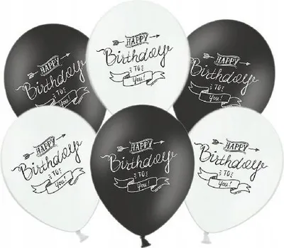 Immagine prodotto di Palloncini in lattice per COMPLEANNO Happy Birthday Mix Bianco Nero Party 5 pezzi.