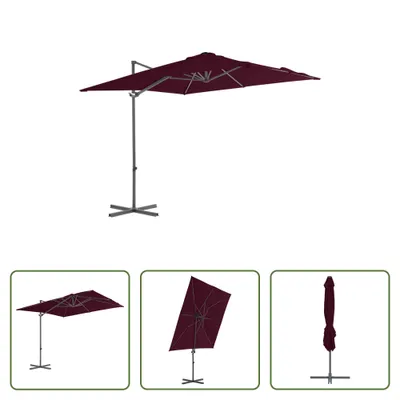 Produktbild von The Living Store Ampelschirm mit Stahlmast Bordeauxrot 250x250 cm