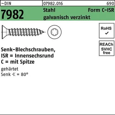 Produktbild von Reyher  Senk-Blechschrauben DIN 7982 St. 4,2x60 -C-T20 vz (500 Stück)