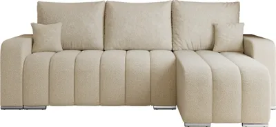 Produktbild von MKS MEBLE Sofa mit Schlaffunktion - Ecksofa mit Schlaffunktion und Bettkasten - Sofa 3 Sitzer - Schlafsofa - Couch - Schlafsofa mit Bettkasten - Kirasso L - Beige Boucle