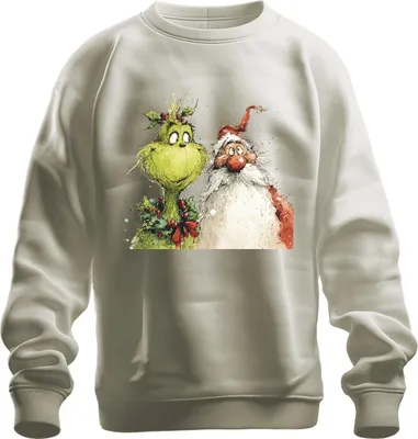 Obrázok produktu pre Grinch Father Christmas vtipný vianočný darček fúzy retro uni mikina pulóver, príroda, L