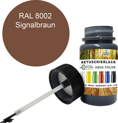 Produktbild von Reparaturlack Lackstift RAL Lack Pinselflasche 50ml. Farbe Holz Metall Möbel Auto Bad Retuschierlack - RAL 8002 Signalbraun